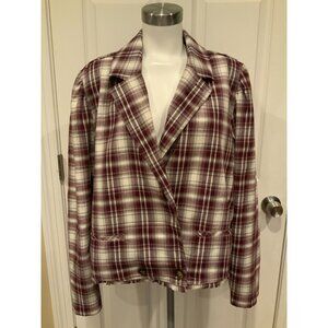 We The Free Red, White & Gray Plaid Alessandra Blazer W/ Notch Collar, Size XL